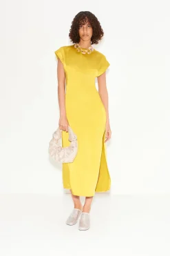 Argan Satin Dress in Star Gold