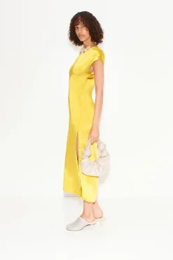 Argan Satin Dress in Star Gold