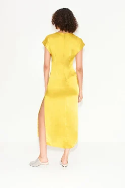 Argan Satin Dress in Star Gold