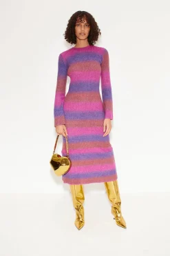 Axon Dress in Distorted Stripe