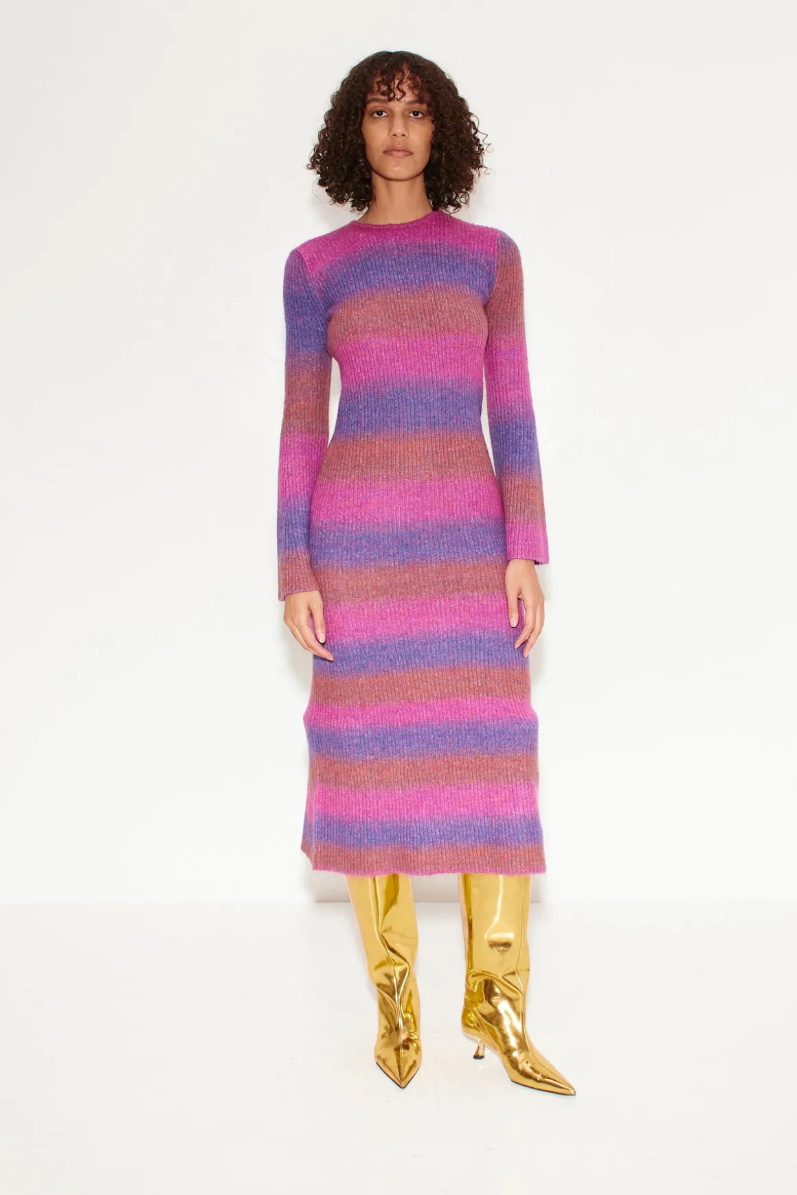 Axon Dress in Distorted Stripe