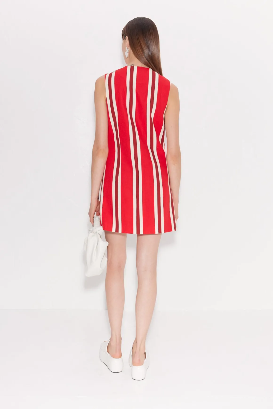 Carob Linen Mini Dress in Moroccan Spice Stripe