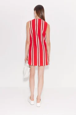 Carob Linen Mini Dress in Moroccan Spice Stripe