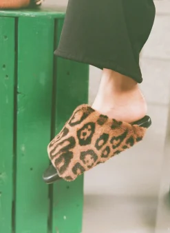 Cheetah Faux Fur Bubble Slide in Cheetah Scramble