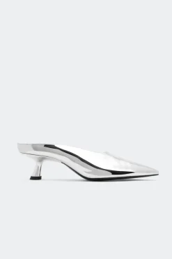 Chrome Pointed Gala Mule in Silver