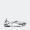 Crinkle Metallic Riad Flat in Silver