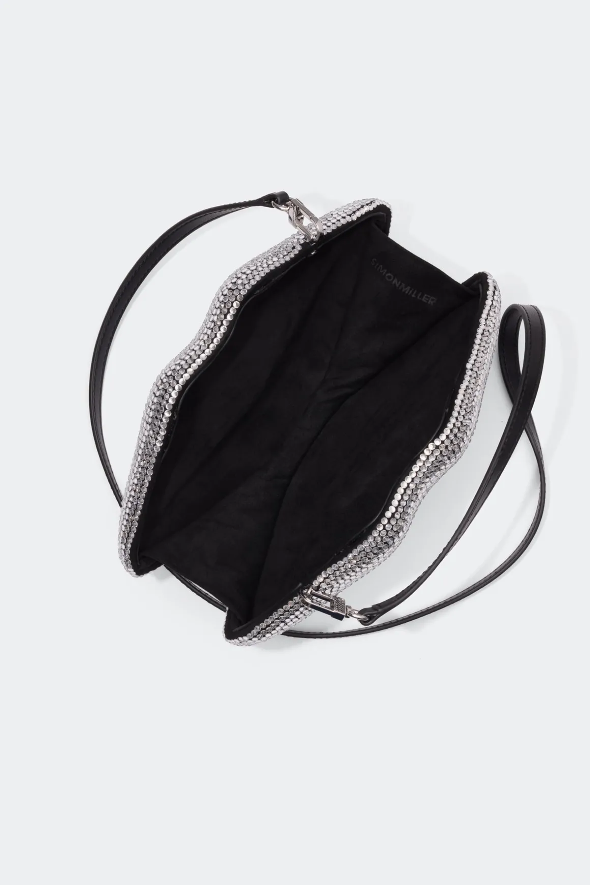 Crystal Lip Clutch in Black/Clear