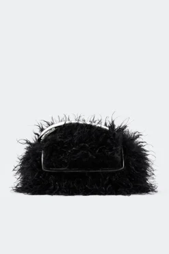 Curly Faux Fur Can Can Bag in Black