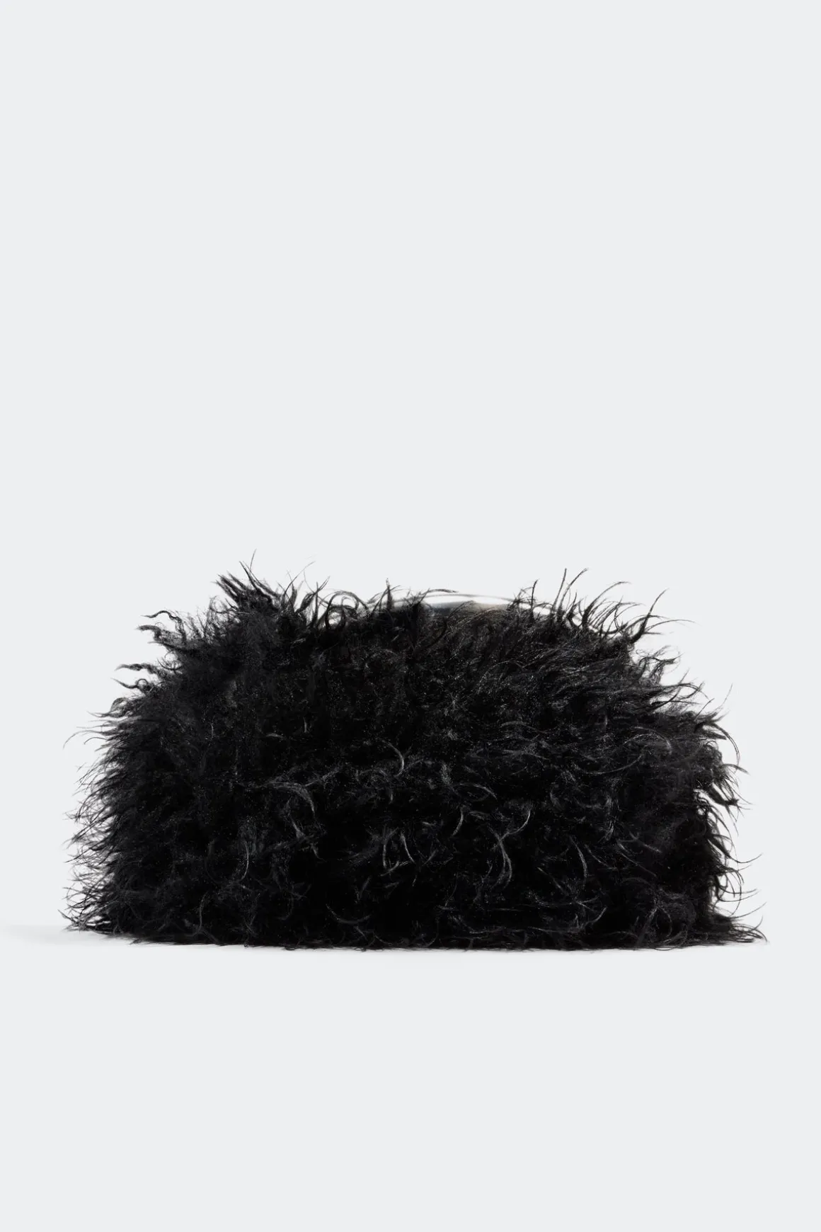 Curly Faux Fur Can Can Bag in Black