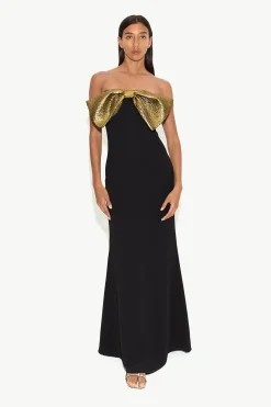 Dali Crepe Dress in Black/Star Gold