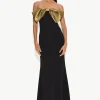 Dali Crepe Dress in Black/Star Gold