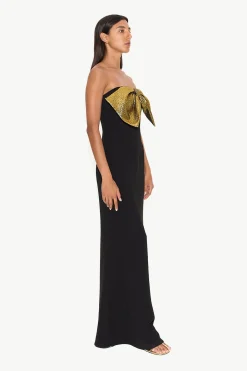 Dali Crepe Dress in Black/Star Gold