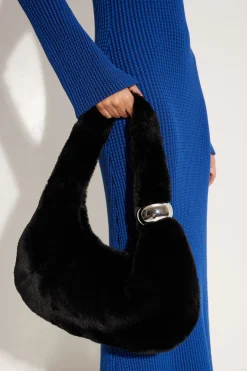 Faux Fur Figures Bag in Black