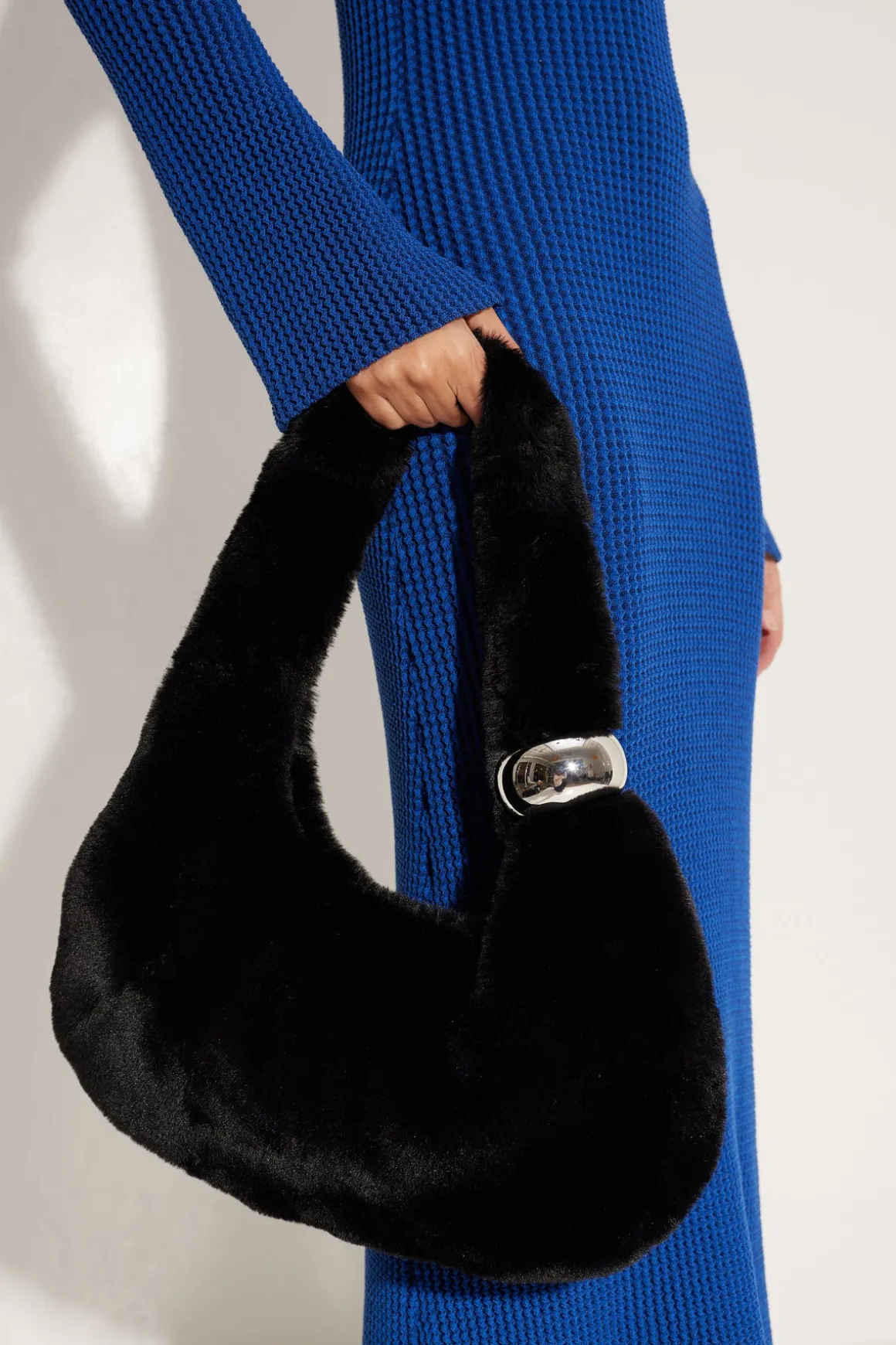 Faux Fur Figures Bag in Black