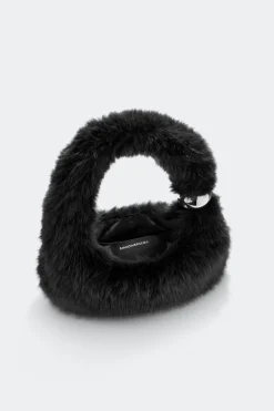 Faux Fur Figures Bag in Black