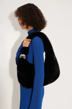 Faux Fur Figures Bag in Black