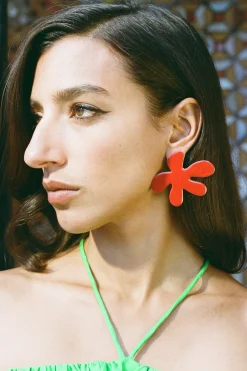 Flower Earring in Paprika