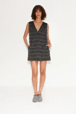 Fountain Fringe Dress in Black