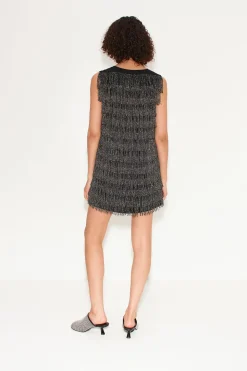 Fountain Fringe Dress in Black