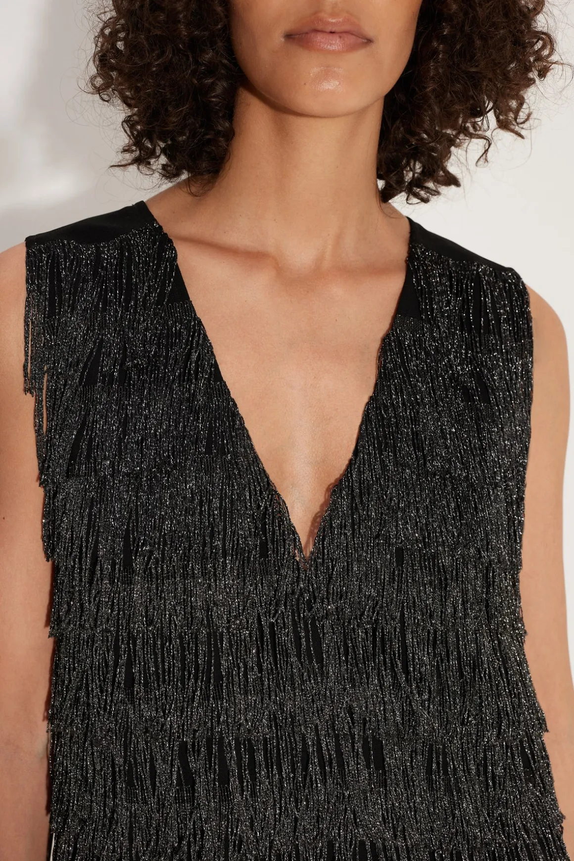 Fountain Fringe Dress in Black