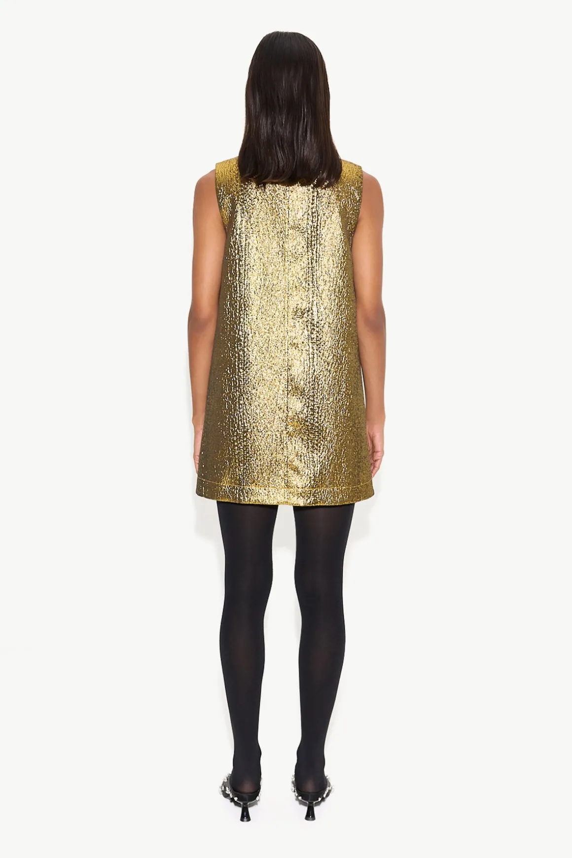 Fountain Metallic Mini Dress in Star Gold