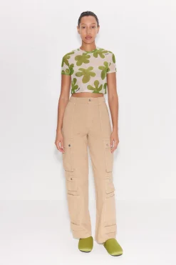 Gamma Printed Mesh Tee in Green/Seashell Floral