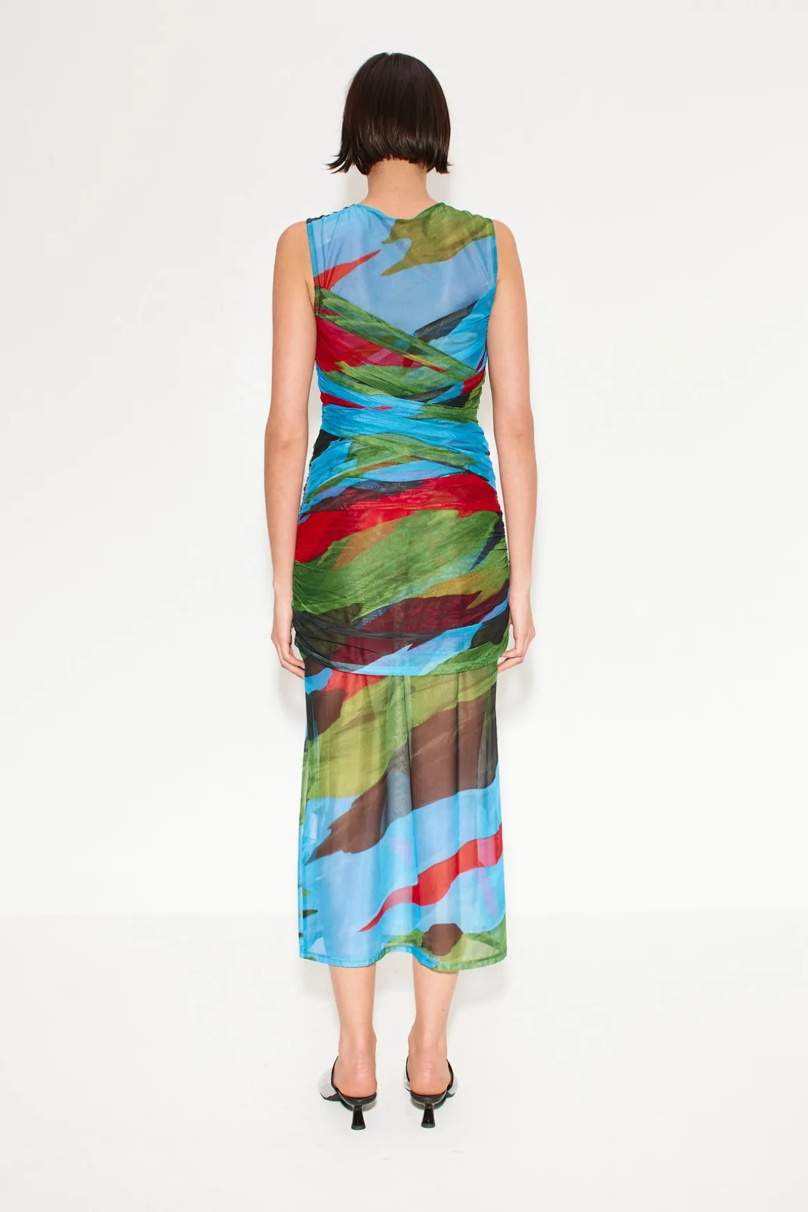 Kinny Mesh Dress in Painted Leaf