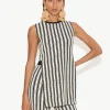 Knits By Canoga Top in Black/Rice Flour Stripe