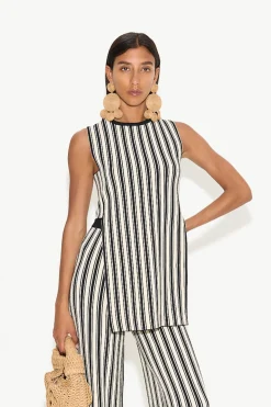 Knits By Canoga Top in Black/Rice Flour Stripe