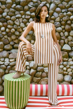 Knits By Canoga Top in Tan Stripe