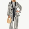 Knits By Jabber Pant in Black/Rice Flour Stripe
