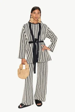 Knits By Jabber Pant in Black/Rice Flour Stripe