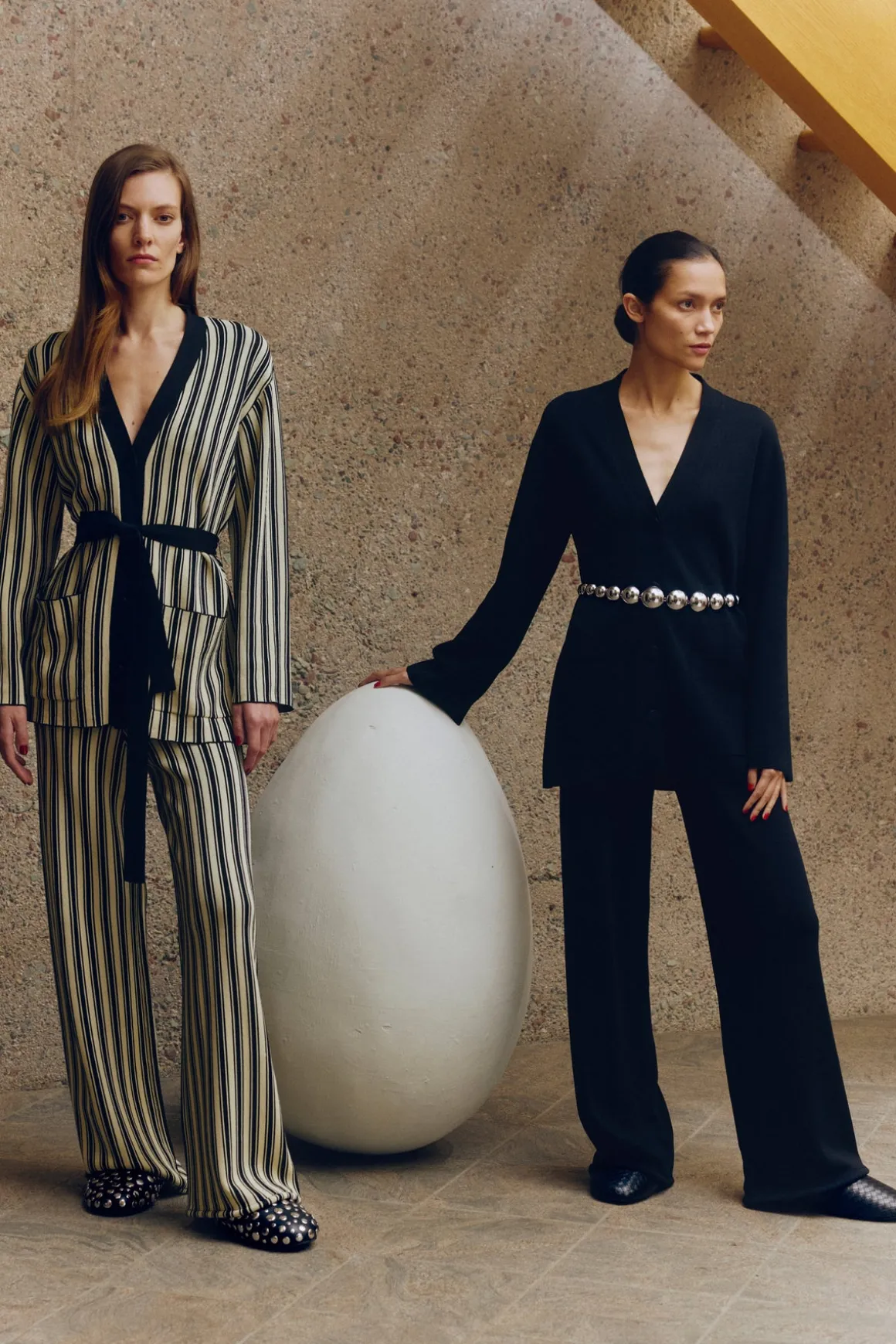 Knits By Jabber Pant in Black/Rice Flour Stripe