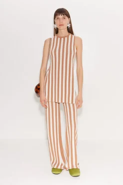 Knits By Jabber Pant in Tan Stripe
