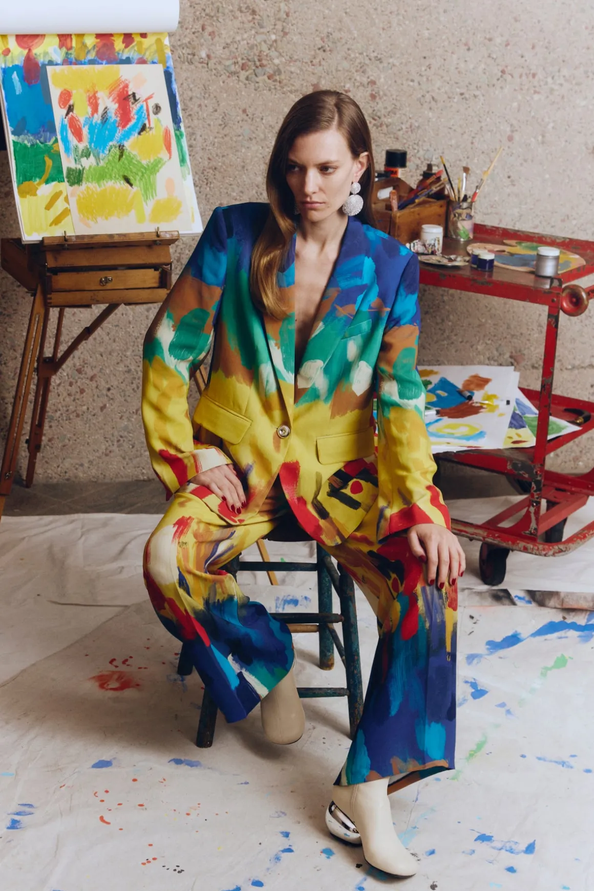Lennox Crepe Jacket in Palette Print