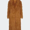 Lett Shaggy Faux Fur Coat in Wheat