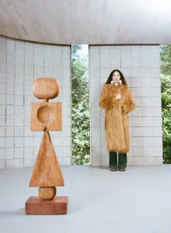 Lett Shaggy Faux Fur Coat in Wheat