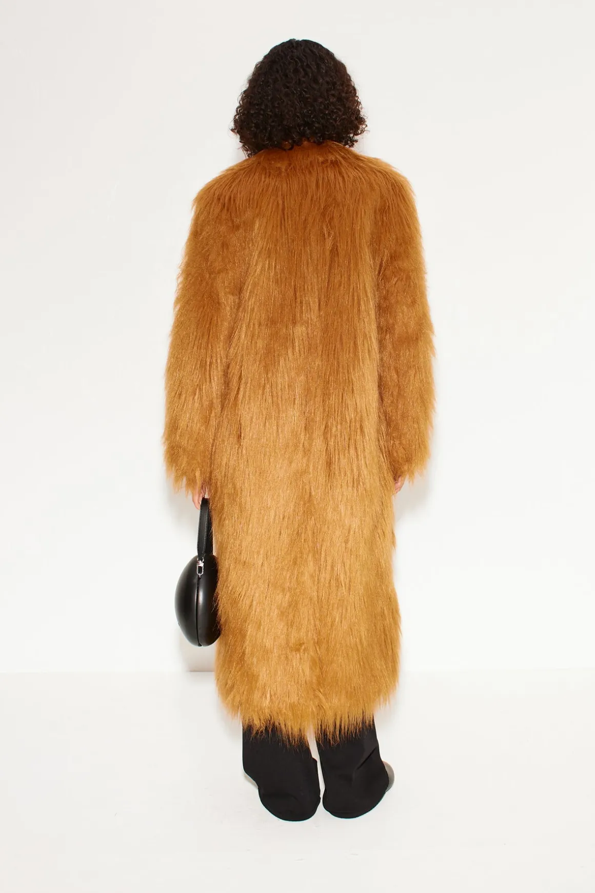 Lett Shaggy Faux Fur Coat in Wheat