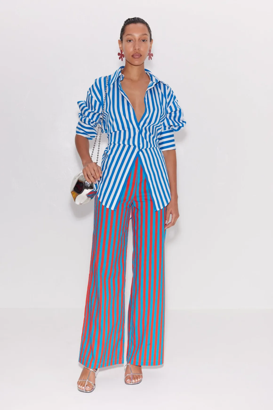 Loch Striped Poplin Button Up in Blue Stripe