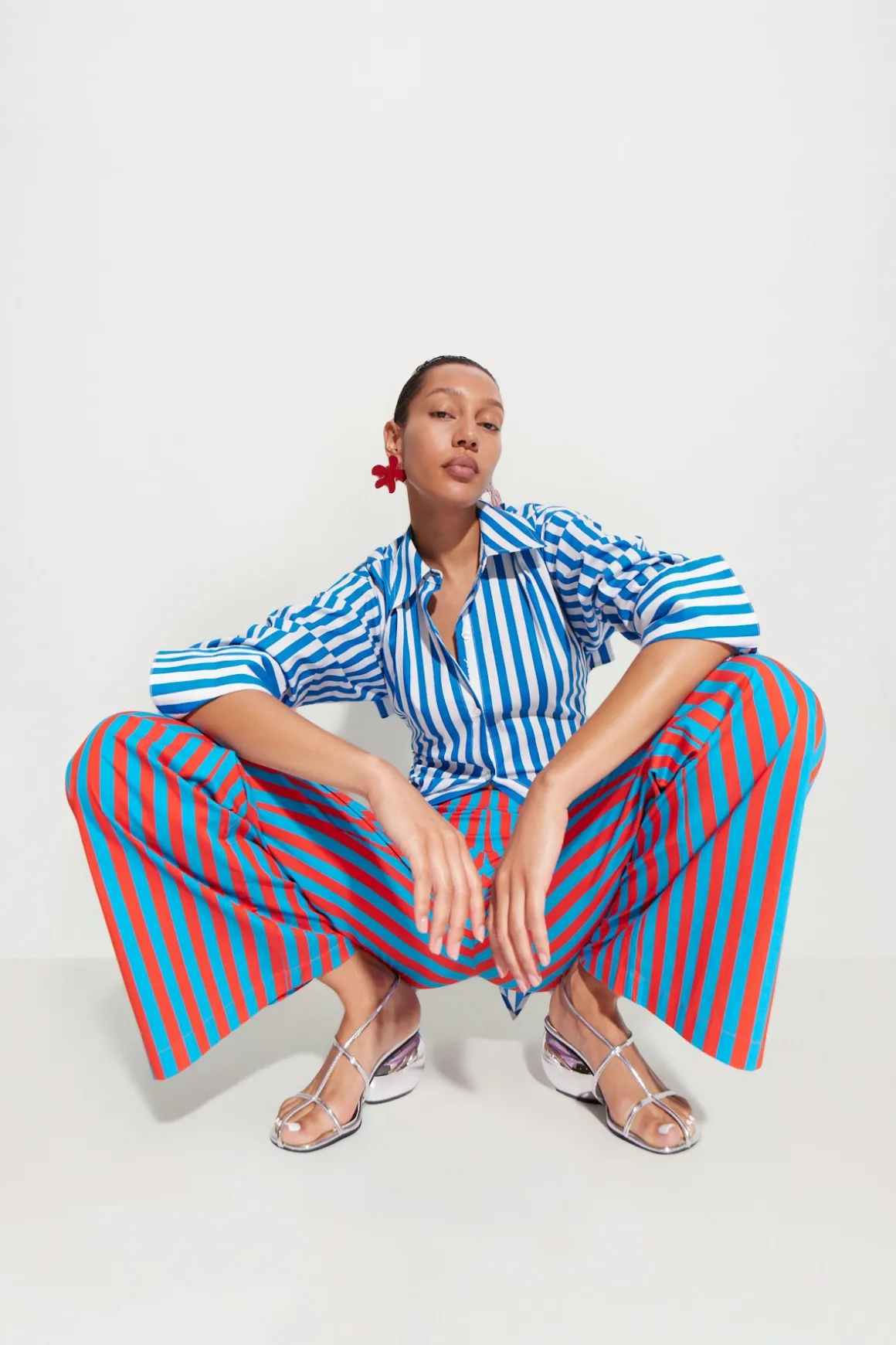 Loch Striped Poplin Button Up in Blue Stripe
