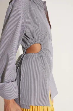 Lolo Poplin Top in Pinstripe