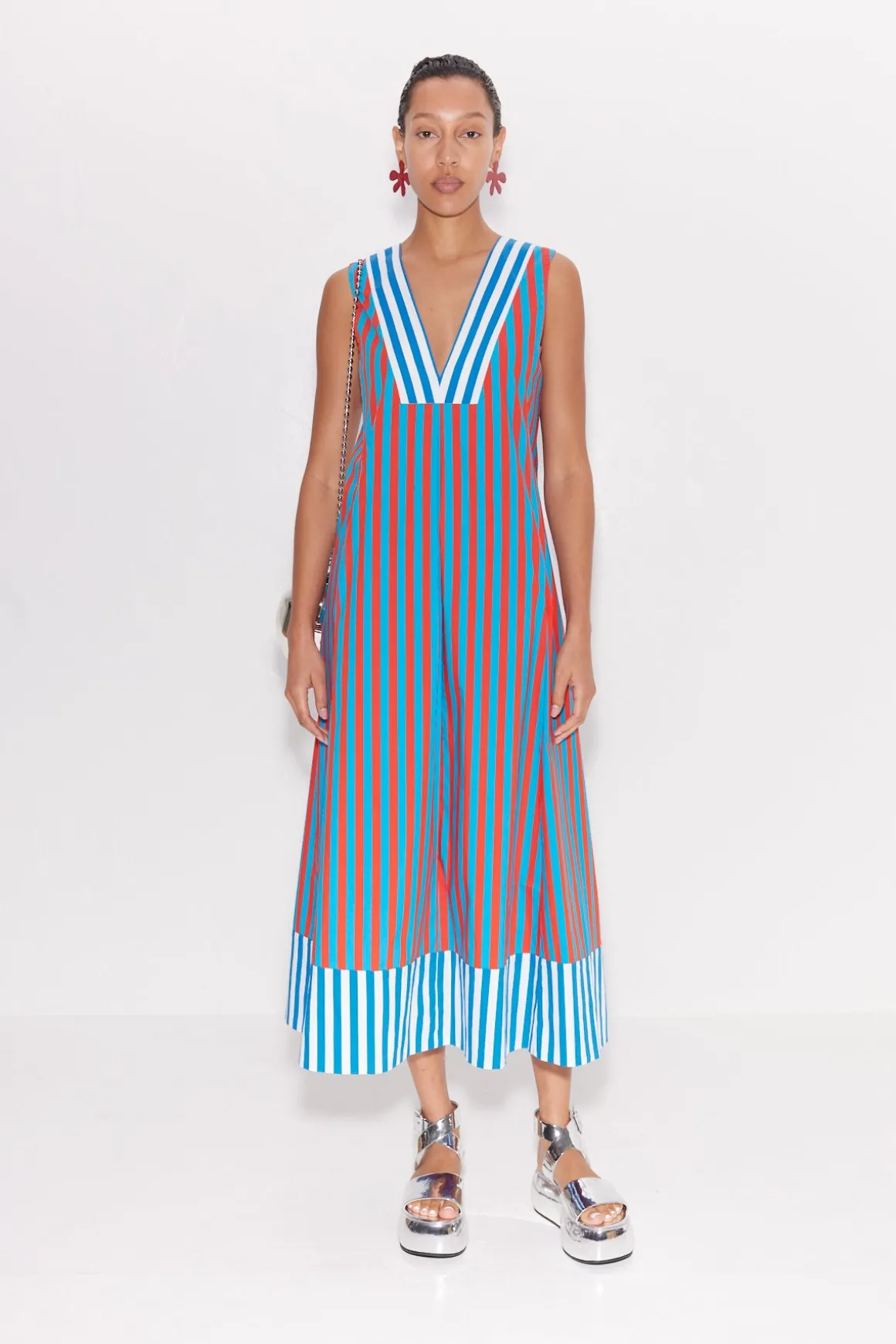 Mar Striped Poplin Dress in Stripe Combo