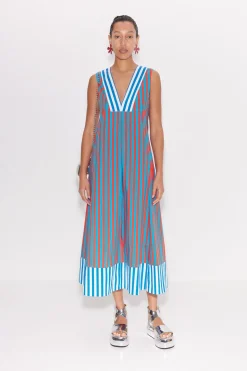 Mar Striped Poplin Dress in Stripe Combo