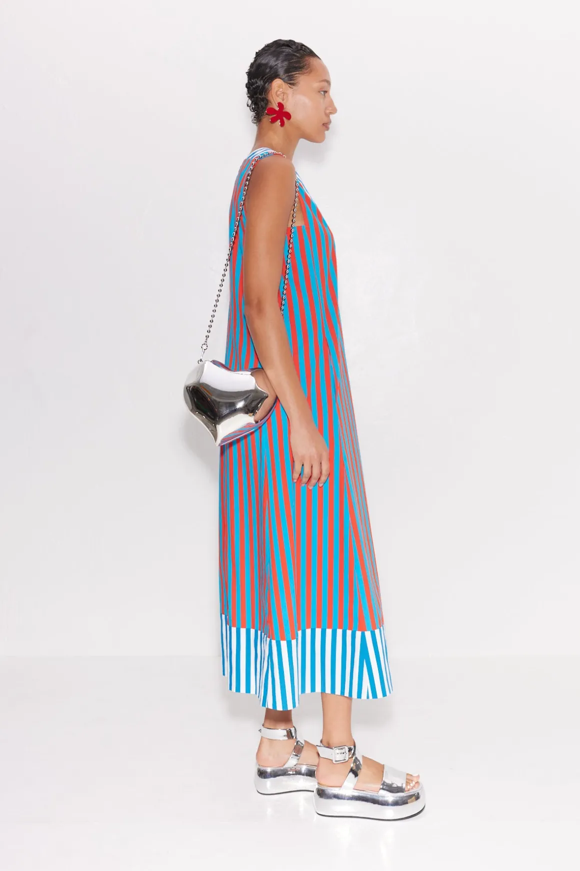 Mar Striped Poplin Dress in Stripe Combo