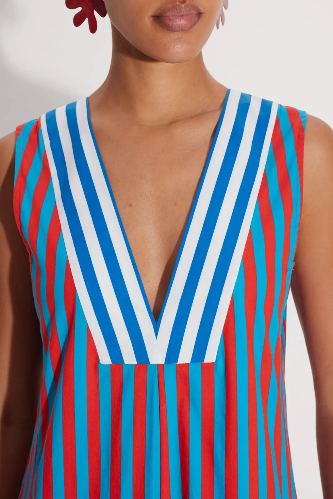 Mar Striped Poplin Dress in Stripe Combo