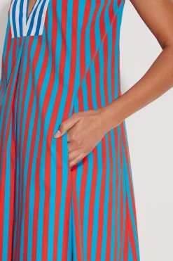 Mar Striped Poplin Dress in Stripe Combo