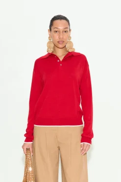 Marcel Polo Sweater in Lucky Red