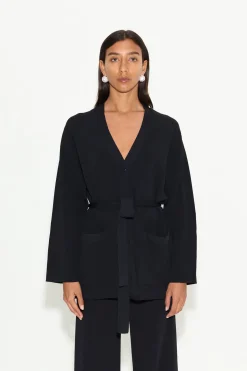 Max Belted Knit Cardigan in Black