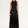 Memphis Crepe Sequin Dress in Black