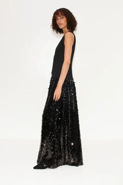 Memphis Crepe Sequin Dress in Black